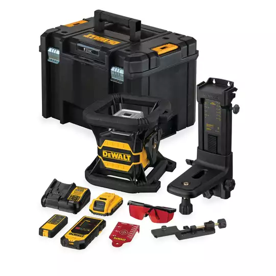 akumulatorowy laser obrotowy 80/600m z wiązką zieloną, 18V Li-Ion 1x2,0Ah, TOOL CONNECT BLUETOOTH DeWalt [DCE080D1GS] (1)