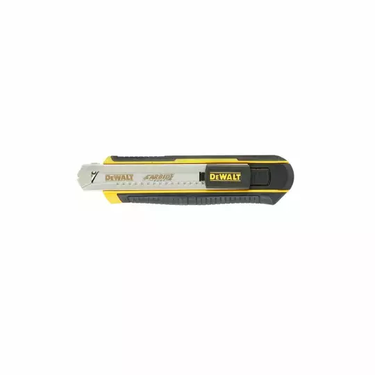 Nóż z chowanym ostrzem łamanym 18 mm DeWalt [DWHT0-10249] + 3 ostrza zapasowe 