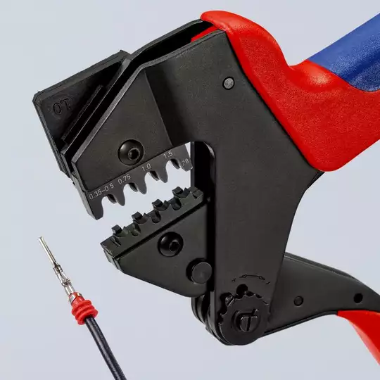 profesjonalne szczypce zaciskowe do wymiennych szczęk zagniatających KNIPEX [97 43 200 A] (1)