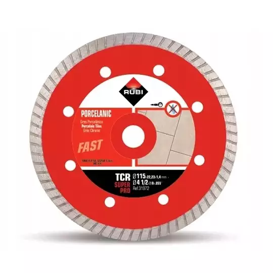 tarcza diamentowa turbo TCR do cięcia gresów porcelanowych (rodzaj BIa), na sucho, 115/22,2mm, Rubi [31972]  klasa SUPERPRO
