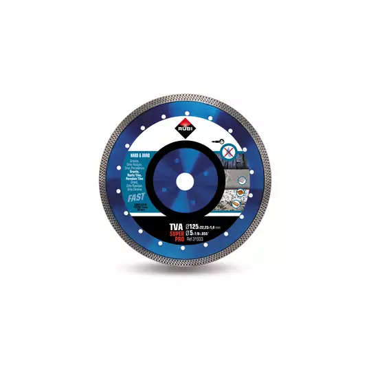 tarcza diamentowa turbo VIPER - TVA do cięcia materiałów twardych na sucho 125/22,2mm, klasy SUPERPRO, Rubi [31933]
