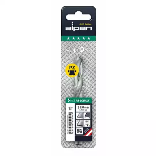 wiertło do metalu, kobaltowe 2,0mm, HSS-Co PZ, krótkie, ALPEN [0092100200100]
