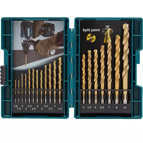 zestaw 19 szt. wierteł HSS do metalu, MAKITA [B-67795], w powłoce tytanowej