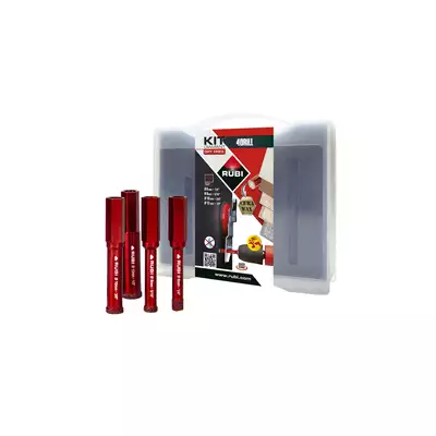 zestaw 4 wierteł diamentowych do płytek ceramicznych, gresowych, porcelanowych, 6, 8, 10, 12mm serii DryGres 4Drill, Rubi [05939]