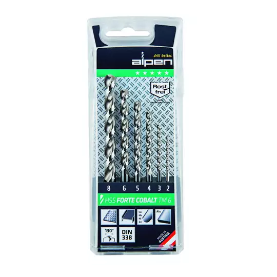 zestaw 6szt. wierteł kobaltowych do metalu HSS Cobalt Forte TM-6 Alpen [0000100616100]