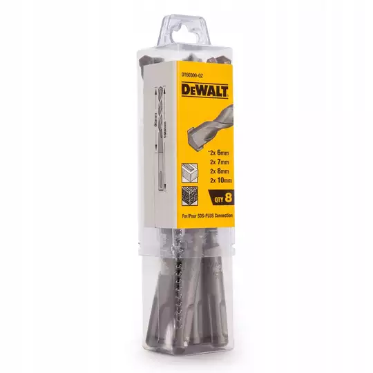 zestaw 8szt. wierteł widiowych do betonu SDS+, 160mm DeWalt [DT60300-QZ]