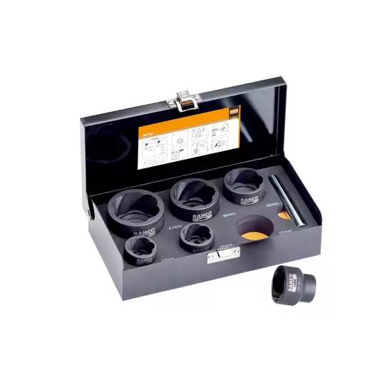 Zestaw nasadek ręcznych skrętna na kwadrat 1/2" lub 3/4", Bahco [BWTSP7] rozmiary 22, 24, 27, 32, 36 i 41mm