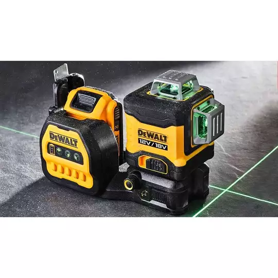 akumulatorowy, samopoziomujący laser 3-wiązkowy 360° z wiązką zieloną do 35m, 12/18V DeWALT [DCE089D1G18-QW] 2,0Ah XR, Li-Ion