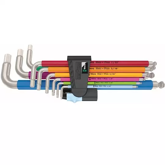 komplet 9 kluczy trzpieniowych ze stali nierdzewnej do śrub imbusowych calowy, Hex-Plus Multicolor Imperial Stainless 1 Wera [05022860001]