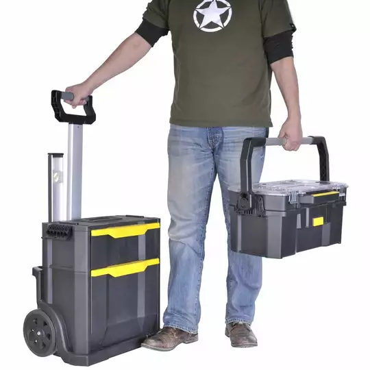modułowy warsztat na kołach 90L, 2w1 organizer + skrzynie, Stanley [STST1-79231]