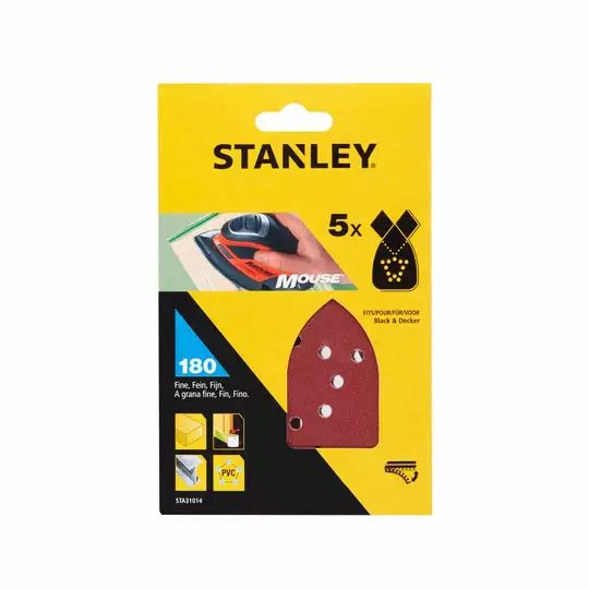 papier szlifierski uniwersalny P180, op.5szt. Stanley [STA31014-XJ] do szlifierki typu Mouse