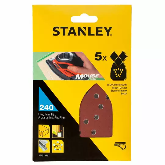 papier szlifierski uniwersalny P240, op.5szt. Stanley [STA31019-XJ] do szlifierki typu Mouse