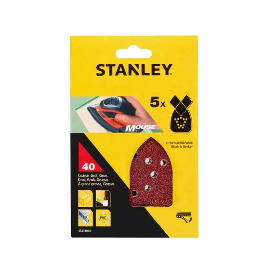 papier szlifierski uniwersalny P40 op.5szt. Stanley [STA31034-XJ] do szlifierki Mouse