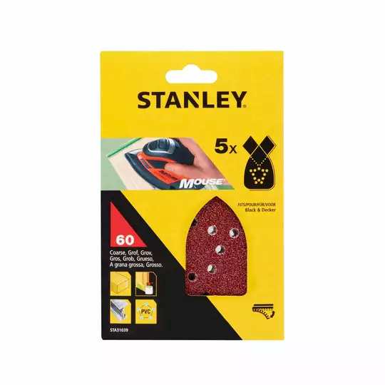 papier szlifierski uniwersalny P40 op.5szt. Stanley [STA31034-XJ] do szlifierki Mouse