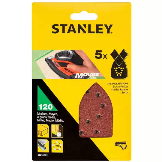 papier szlifierski uniwersalny P80, op.5szt. Stanley [STA31004-XJ] do szlifierki typu Mouse