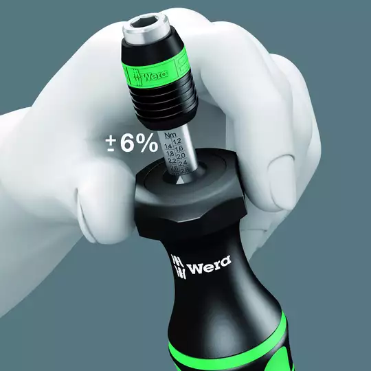 rękojeść dynamometryczna nastawna 0,1-0,34 Nm z uchwytem szybkomocującym Rapidaptor, Kraftform Wera [05074770001]