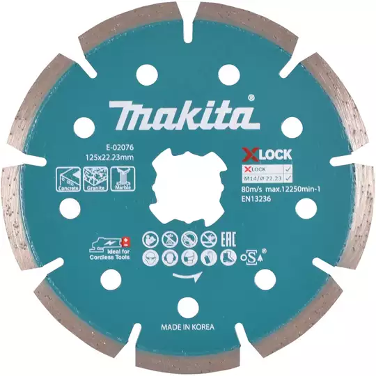 tarcza diamentowa do ciecia betonu, 125/1,6/7mm, X-Lock, Makita [E-02076]