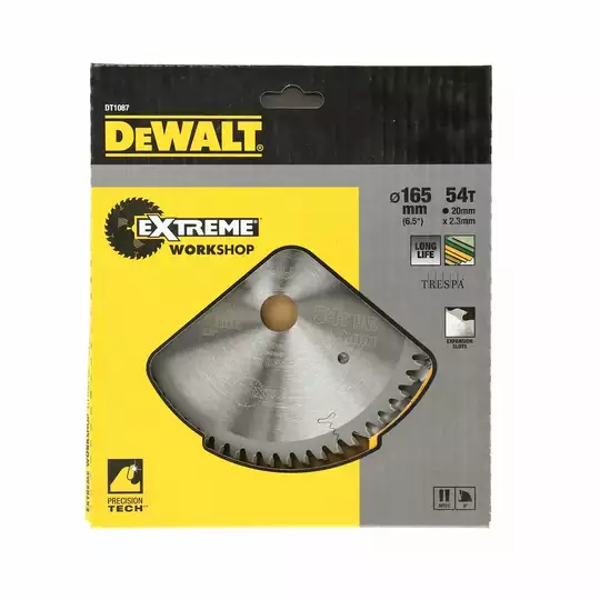 tarcza pilarska do materiałów TRESPA, 165/20 mm, Extreme, DeWalt [DT1087-QZ] 54 zęby 