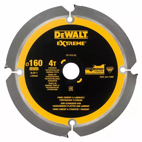 tarcza pilarska do płyt cementowych, 160/20 mm, Extreme, DeWalt [DT1470-QZ] 4 zęby