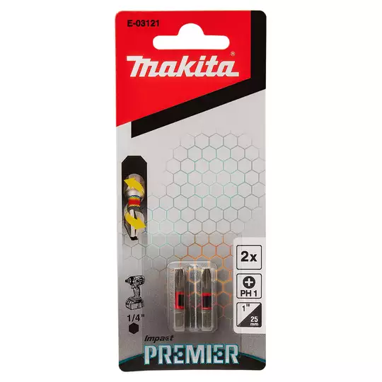 zestaw 2 szt. końcówek udarowych 1/4" Philips PH1/25mm, Impact PREMIER MAKITA [E-03121]