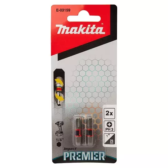 zestaw 2 szt. końcówek udarowych 1/4" Philips PH3/25mm, Impact PREMIER MAKITA [E-03159]