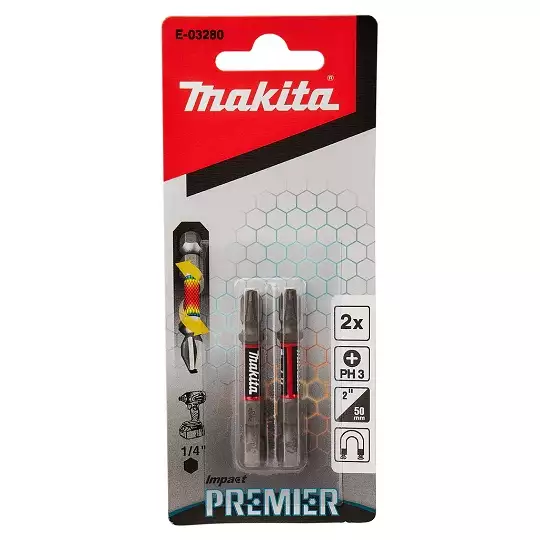 zestaw 2 szt. końcówek udarowych 1/4" Philips PH3/50mm, Impact PREMIER MAKITA [E-03280]