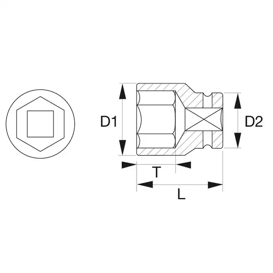 nasadka ręczna, sześciokątna 3/8" do śrub z łbem 10mm, Bahco [7400SM-10] (1)