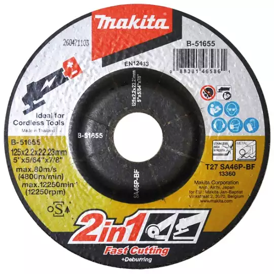 tarcza 2w1 szlifierska/tnąca do metalu 125/22,23/2,2mm Makita [B-51655]