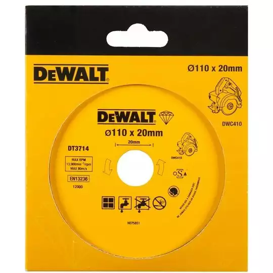 tarcza diamentowa do ciecia płytek ceramicznych na sucho i na mokro, do DWC410 110/1,6/5mm, DeWalt [DT3714-QZ]