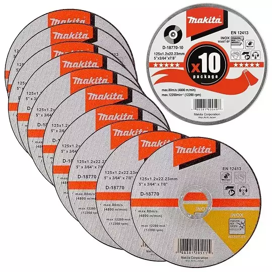 tarcza do cięcia metalu INOX 125/22,23/1,2mm, Makita [D-18770-10] 10 sztuk