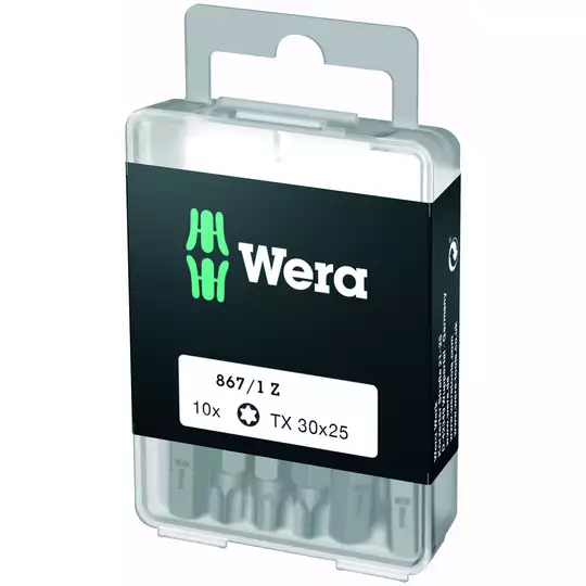 zestaw 10szt. końcówek 1/4" do wkrętów z gniazdem TORX-Plus, rozmiar TX30/25mm, Wera [05072411001]