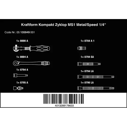 zestaw 2 grzechotek 1/4" Zyklop Speed i Zyklop Metal MS1 Wera [05135949001]