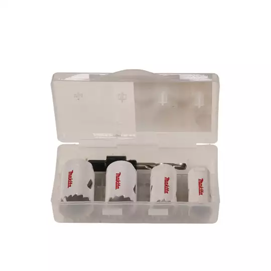 zestaw 4szt. pił otworowych BIM Makita [D-33641] + adapter + wiertło prowadzące