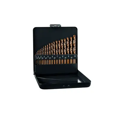 zestaw wierteł do metalu HSS-Co Grip z uchwytem zeszlifowanym KM 19, rozmiary od 1,0-10,0mm, 19 szt [0065600019100]