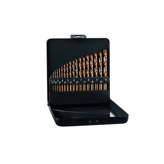 zestaw wierteł do metalu HSS-Co Grip z uchwytem zeszlifowanym KM 19, rozmiary od 1,0-10,0mm, 19 szt [0065600019100]