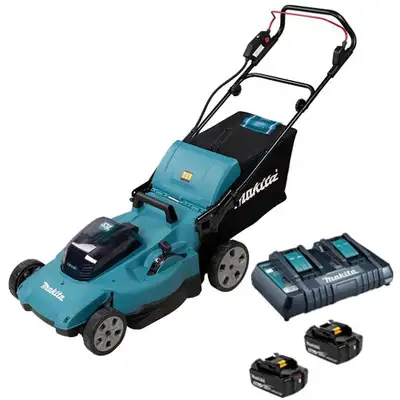 akumulatorowa kosiarka do trawy 2x18V, 53cm, 70l, Makita [DLM538CT2] 2x5,0Ah, LXT + podkaszarka