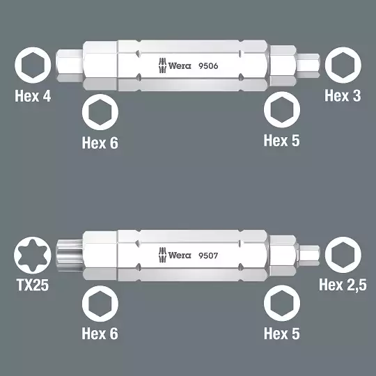 dźwignie / łyżki do opon rowerowych z 2 szt. końcówek 4 w1, Bicycle Set 15, Wera [05004182001]