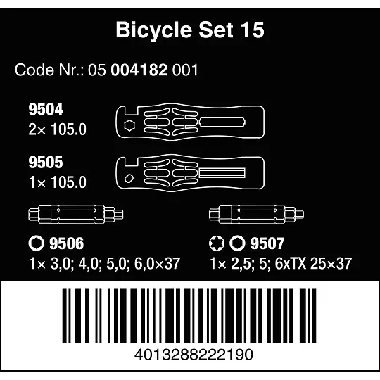 dźwignie / łyżki do opon rowerowych z 2 szt. końcówek 4 w1, Bicycle Set 15, Wera [05004182001]