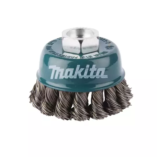 garnkowa szczotka druciana, do czyszczenia stali, 60/0,50mm, Makita [D-24119] typ pleciony, pełny, M14