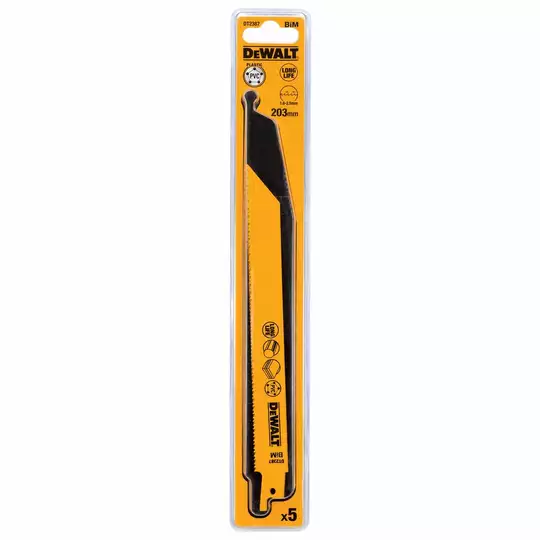 komplet 5 szt. brzeszczotów bagnetowych do plastiku 10/14Z, długość 203mm, DeWALT [DT2387-QZ]