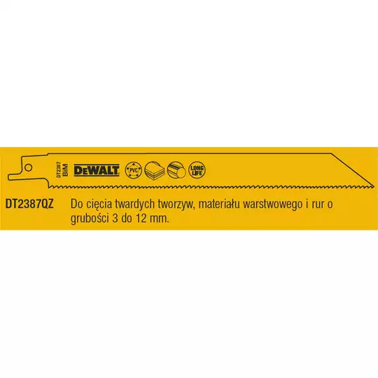 komplet 5 szt. brzeszczotów bagnetowych do plastiku 10/14Z, długość 203mm, DeWALT [DT2387-QZ]