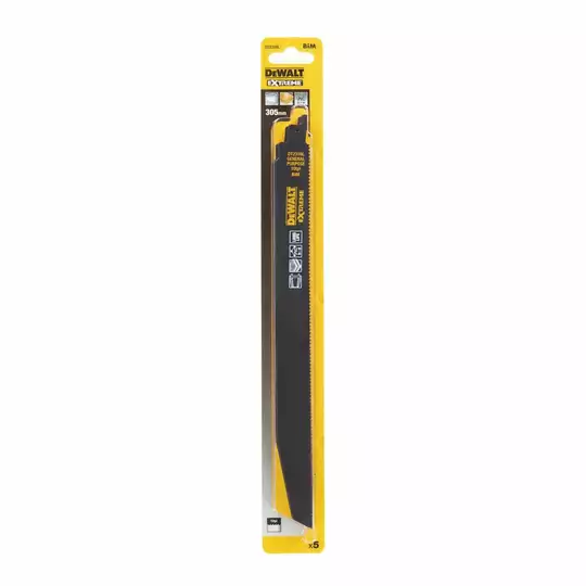 komplet 5 szt. brzeszczotów bagnetowych do szybkich, zgrubnych cięć drewna z gwoździami 305mm, DeWALT [DT2314L-QZ] (1)