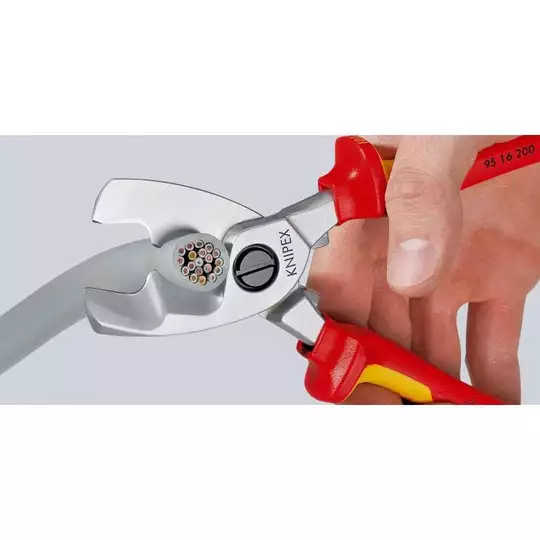 nożyce do cięcia kabli 200mm w izolacji VDE Knipex [95 16 200] rękojeści dwukomponentowe
