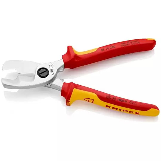 nożyce do cięcia kabli 200mm w izolacji VDE Knipex [95 16 200] rękojeści dwukomponentowe