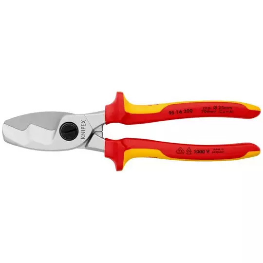 nożyce do cięcia kabli 200mm w izolacji VDE Knipex [95 16 200] rękojeści dwukomponentowe