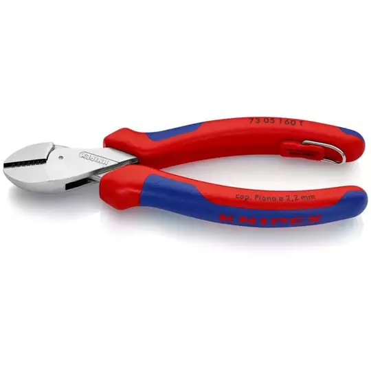 obcinak boczny wzmocniony X-Cut, KNIPEX [73 05 160 T] z zaczepem do asekuracji