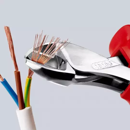 obcinak boczny wzmocniony X-Cut, KNIPEX [73 05 160 T] z zaczepem do asekuracji