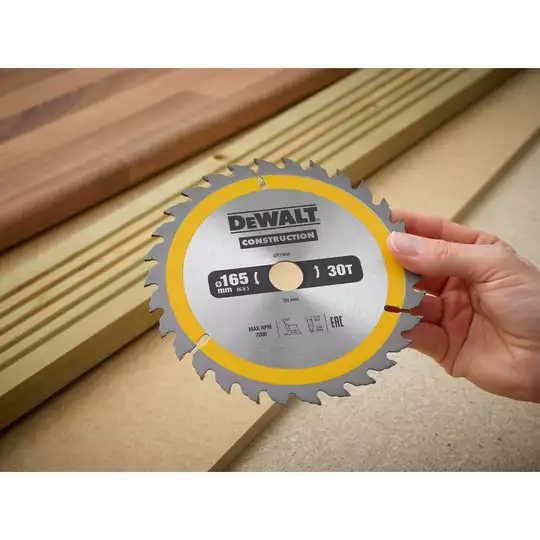 piła tarczowa do cięcia drewna 165/30/2,5mm, 30 zębów, CONSTRUCTION DeWALT [DT1937-QZ] (1)