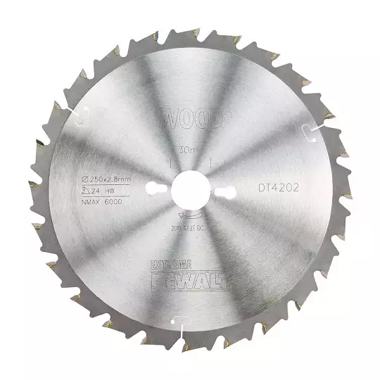 piła tarczowa do cięcia drewna 250/30/2,8mm, 24 zęby, EXTREME DeWALT [DT4202-QZ]