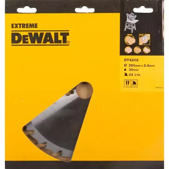 piła tarczowa do cięcia drewna 250/30/2,8mm, 24 zęby, EXTREME DeWALT [DT4202-QZ]